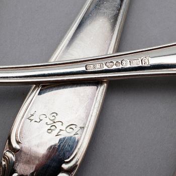 BESTICK, 36 delar, silver, CG Hallberg, Stockholm, 1900-talets mitt.