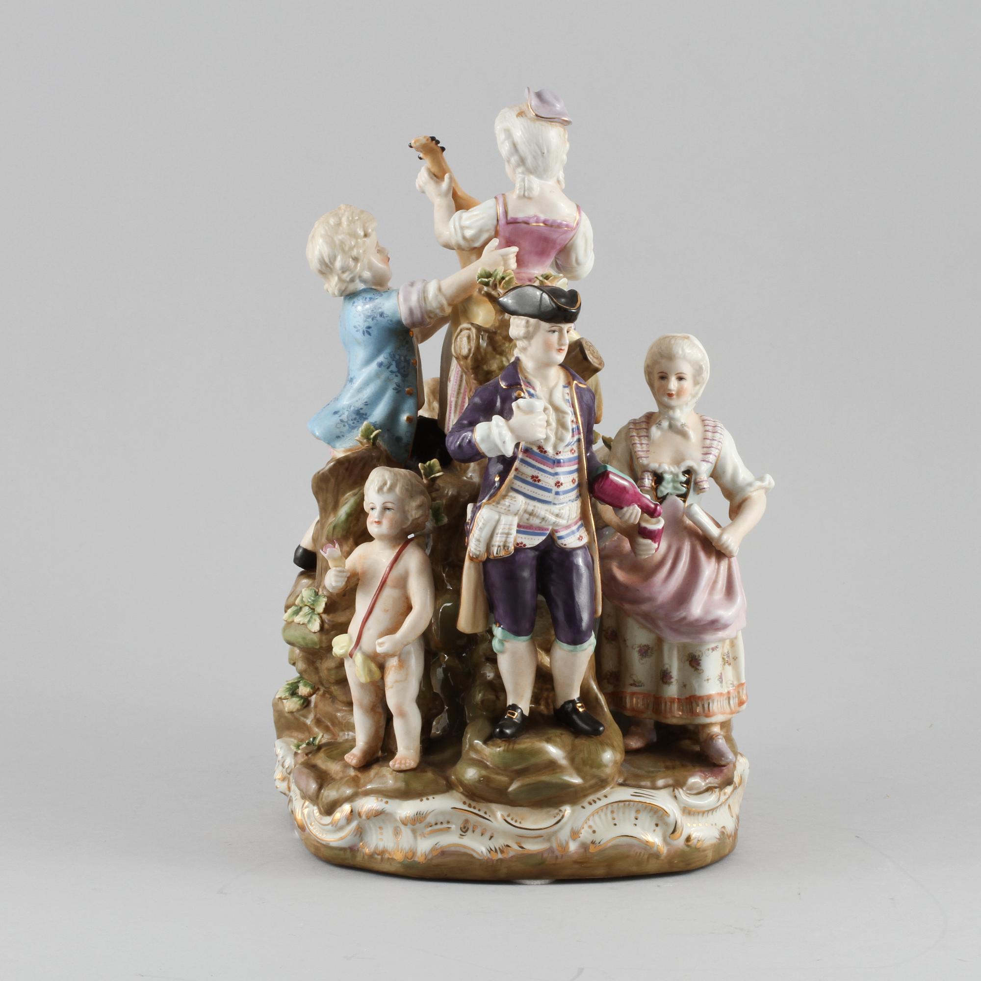 FIGURINGRUPP, porslin,  Meissenliknande märke, 1900-tal.