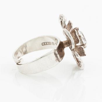 Theresia Hvorslev, ring, sterling silver with a white stone, Lidköping 1972.