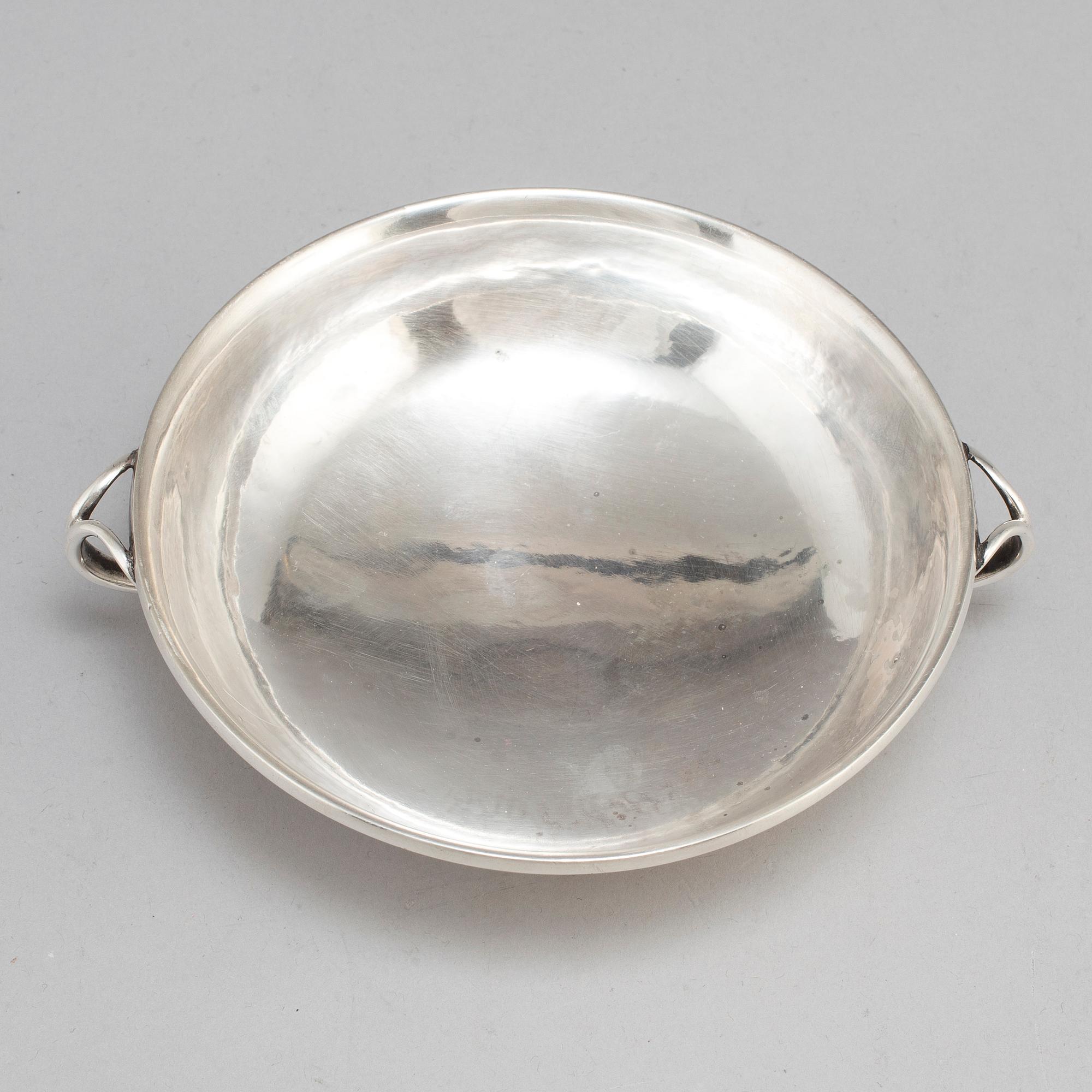 GEORG JENSEN,  a 830/1000 silver mug and  a bowl (a christening set), Copenhagen ca 1918-1927, design nr 127, 158.