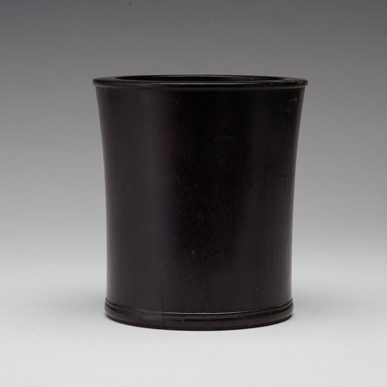 A chinese wooden brushpot, presumably Zitan, early 20th Century.