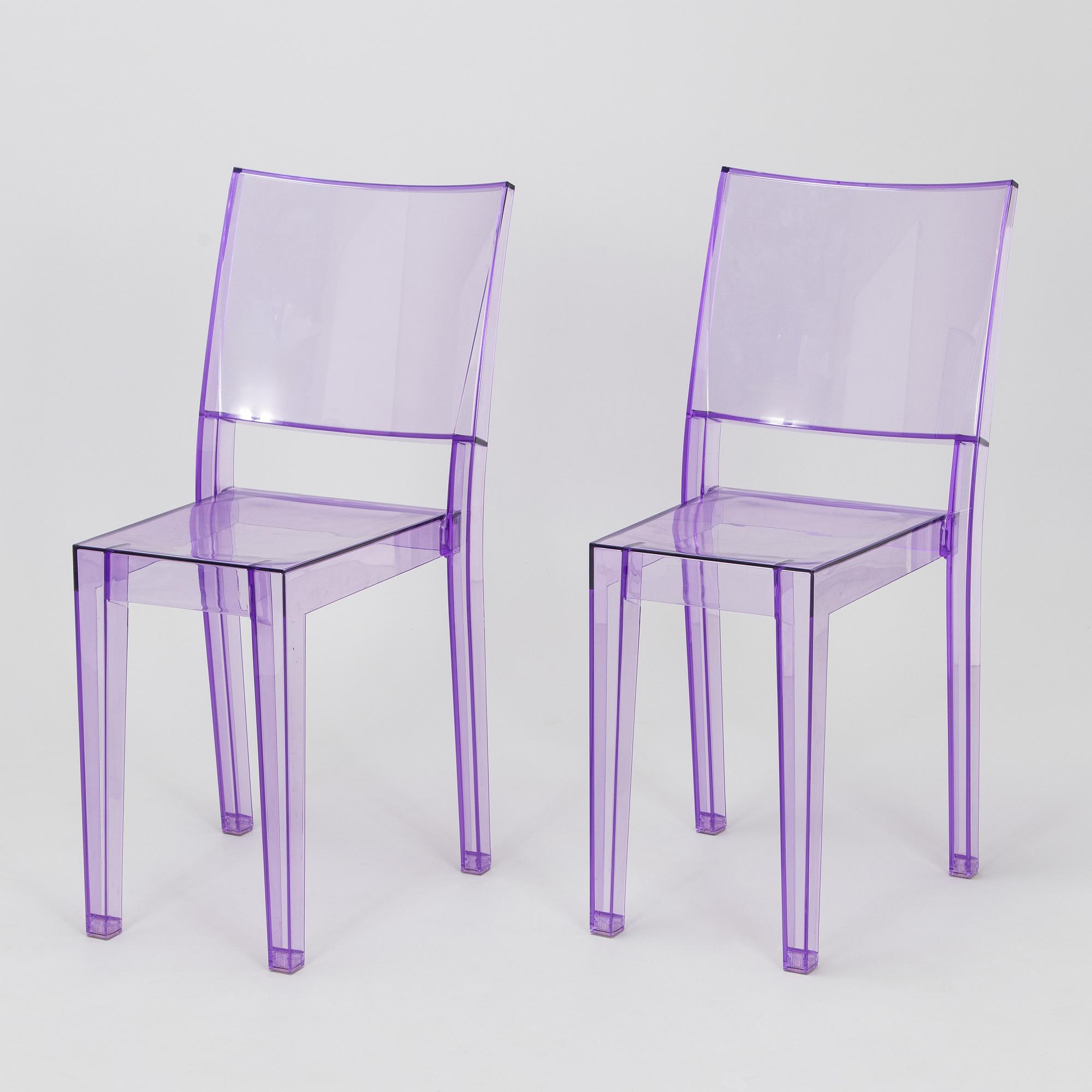 Kartell, Philippe Starck, two "La Marie" chairs and a "Francois Ghost" mirror, Italy.