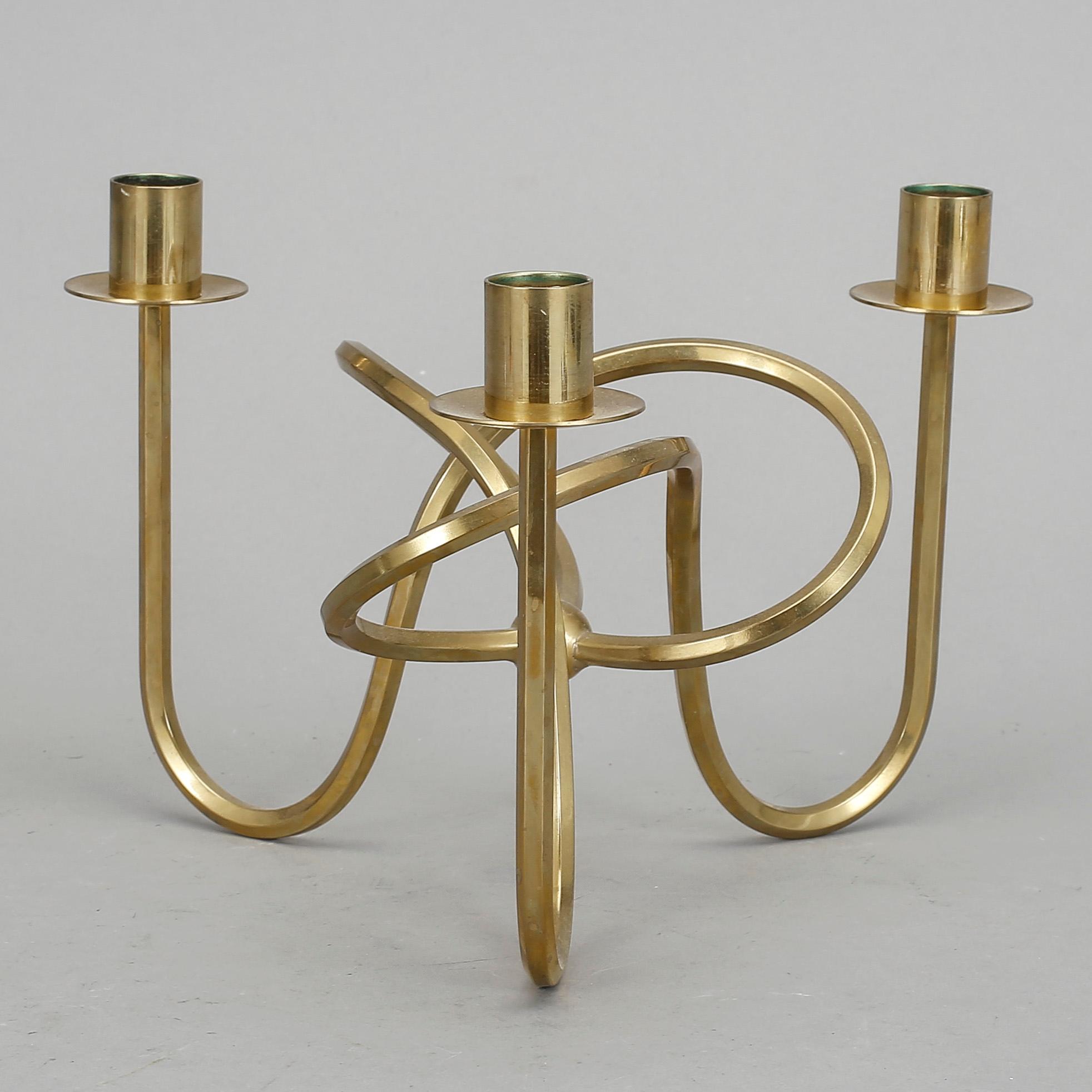 KANDELABER, mässing, "Vänskapsknuten", Josef Frank för Svenskt Tenn, formgiven 1938.