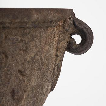 A pair of Swedish baroque cast-iron urns, circa 1700.