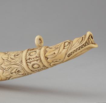 An ornamental horn, possibly Dieppe, late 19th Century.