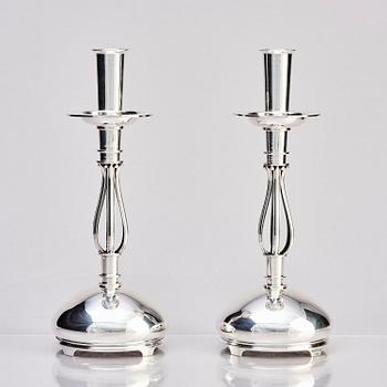 Nordisk Silverkonst, a pair of sterling silver candlesticks, Helsingborg 1950.