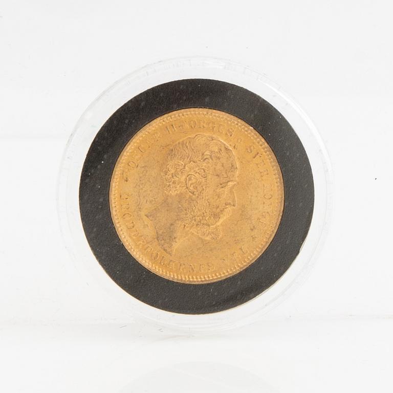 Guldmynt Norge, Oscar II 20 kr, 1886.