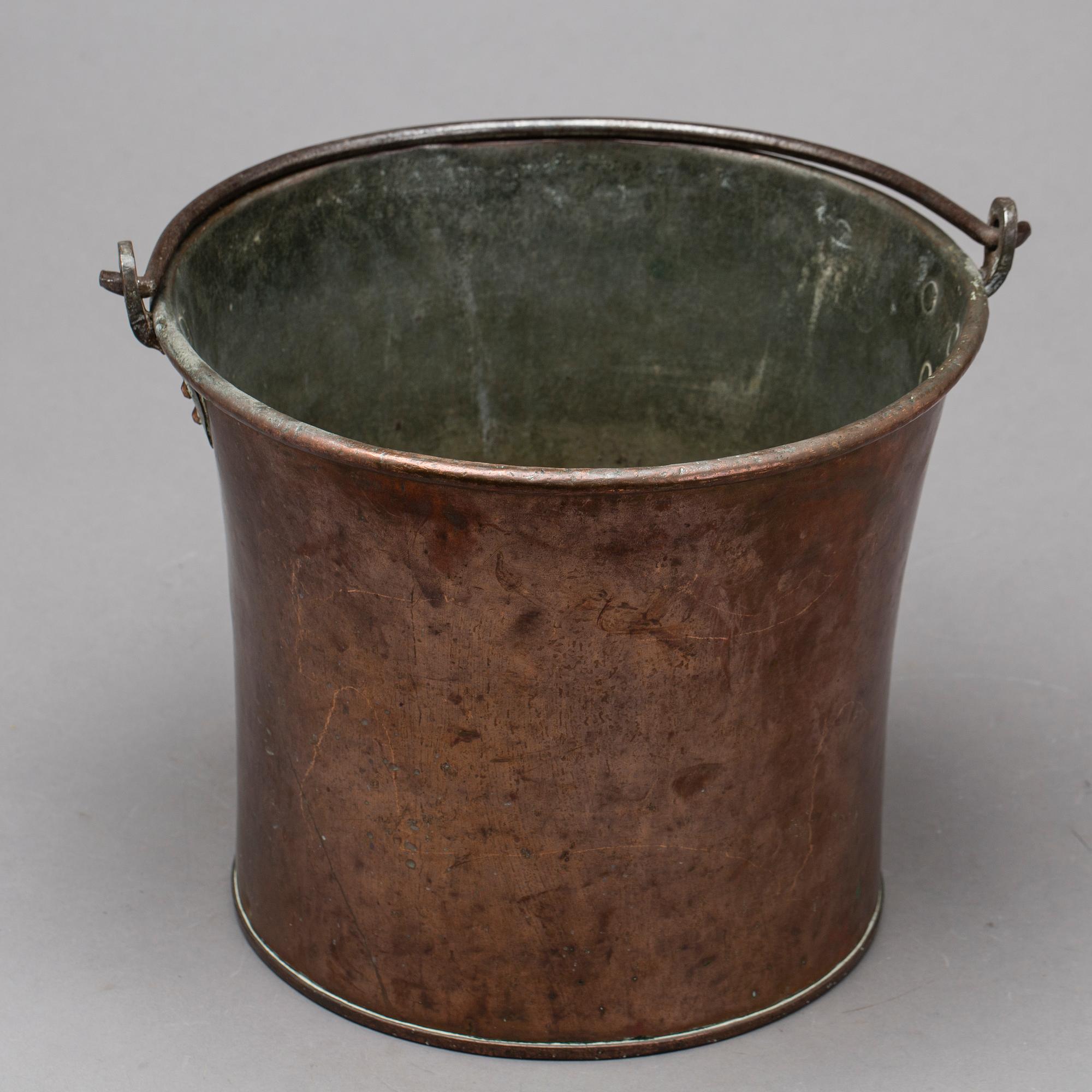 BUCKET, copper, around 1900.