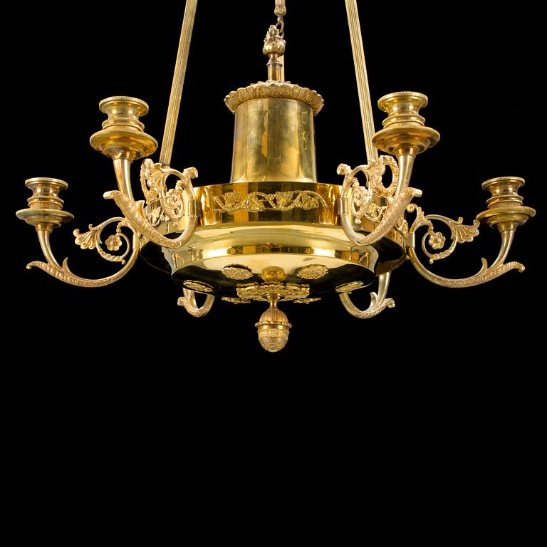 A gilded empire ceiling light France first half of the 19th century.