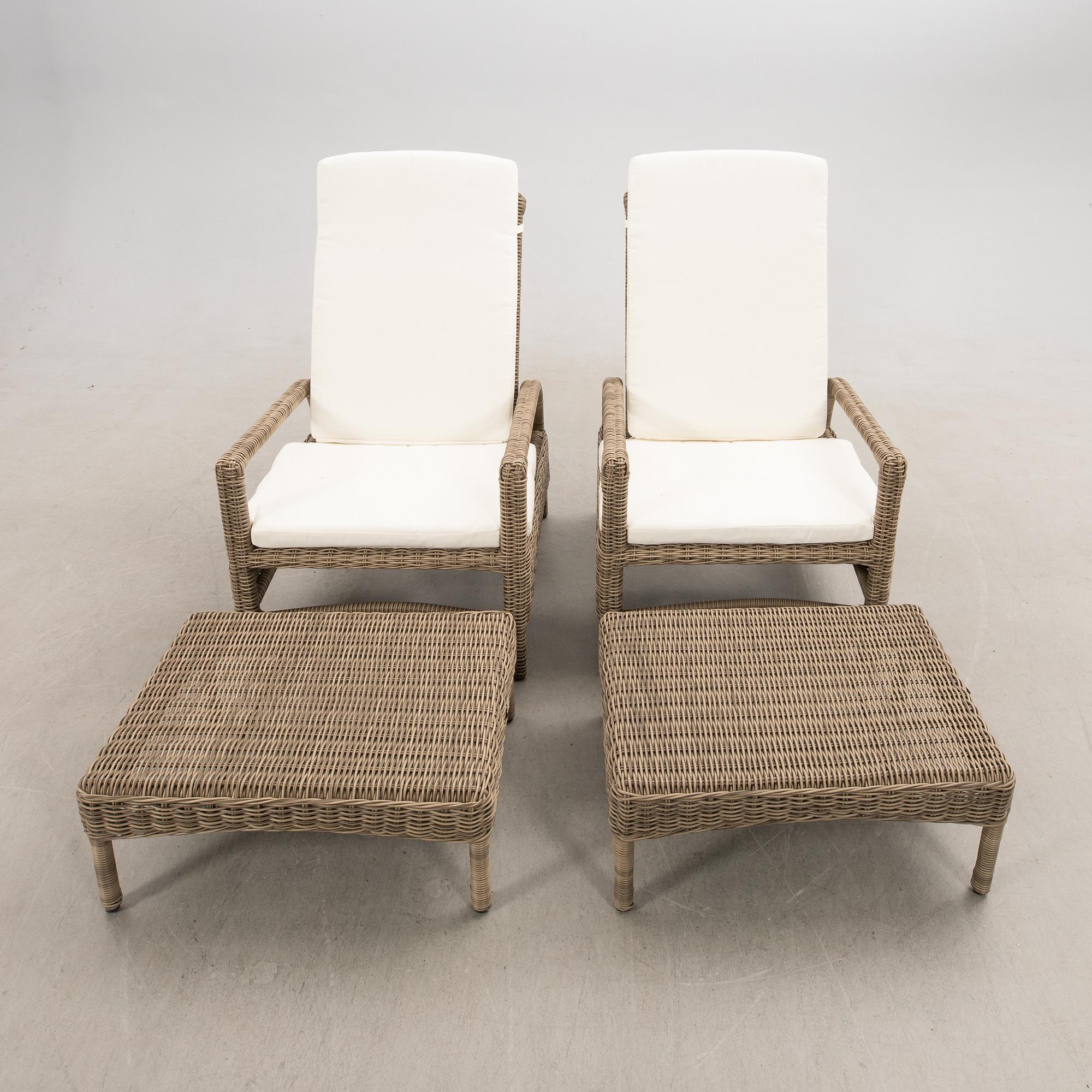 Loungefåtöljer med fotpallar, ett par, Artwood, 2000-tal.