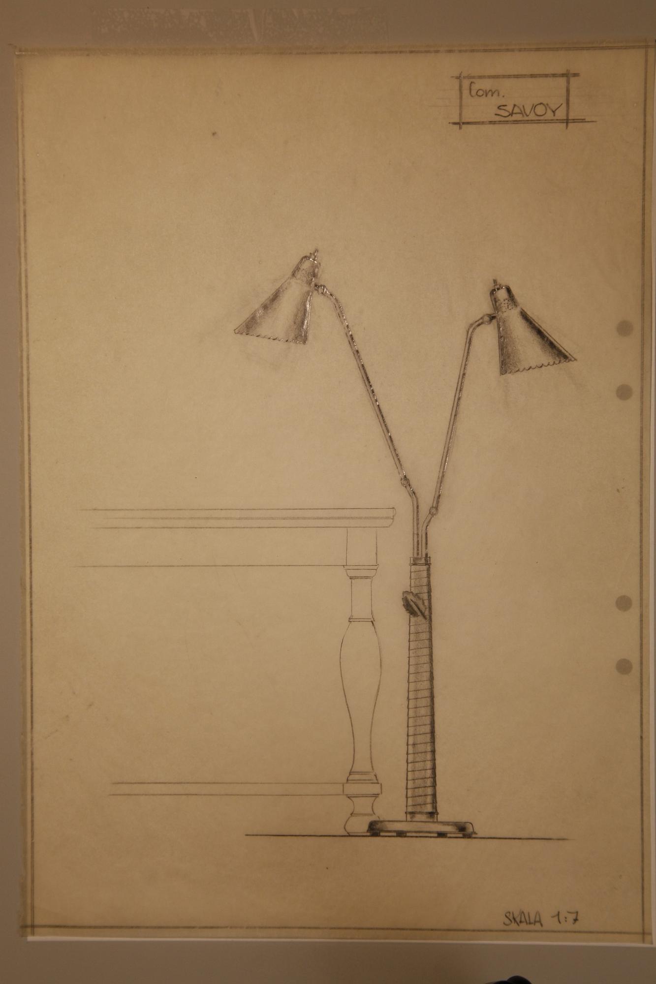 Hans Bergström, golvlampa, modell "505", ateljé Lyktan, Åhus 1930-40-tal.