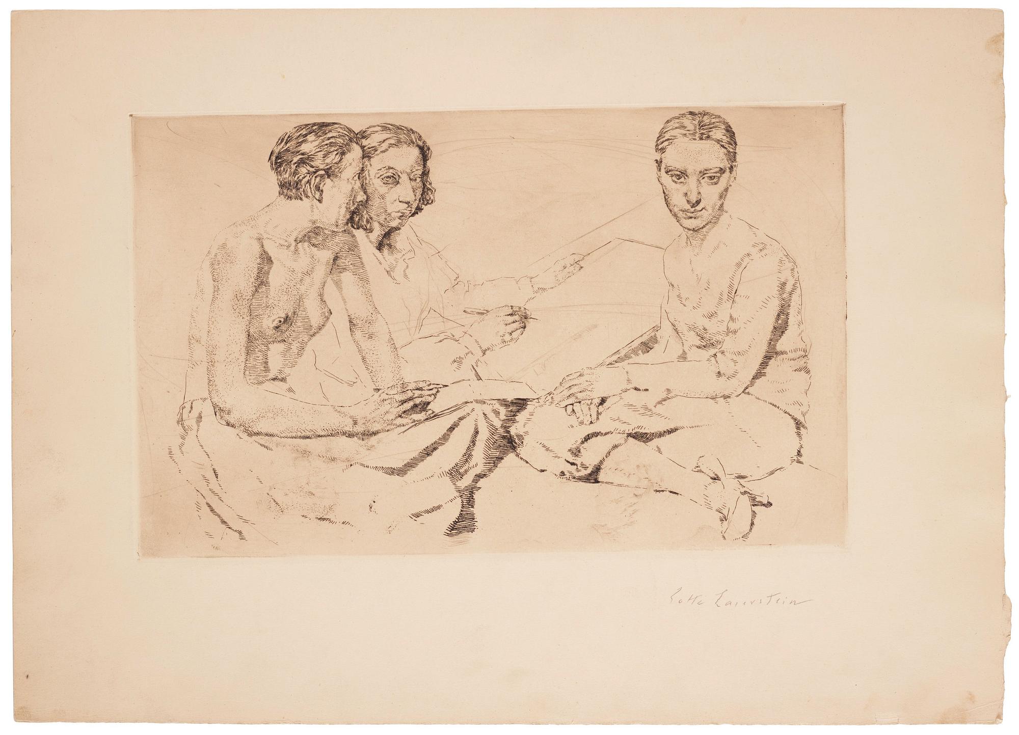 Lotte Laserstein, "Die Malerin und Traute Rose zeichnend".