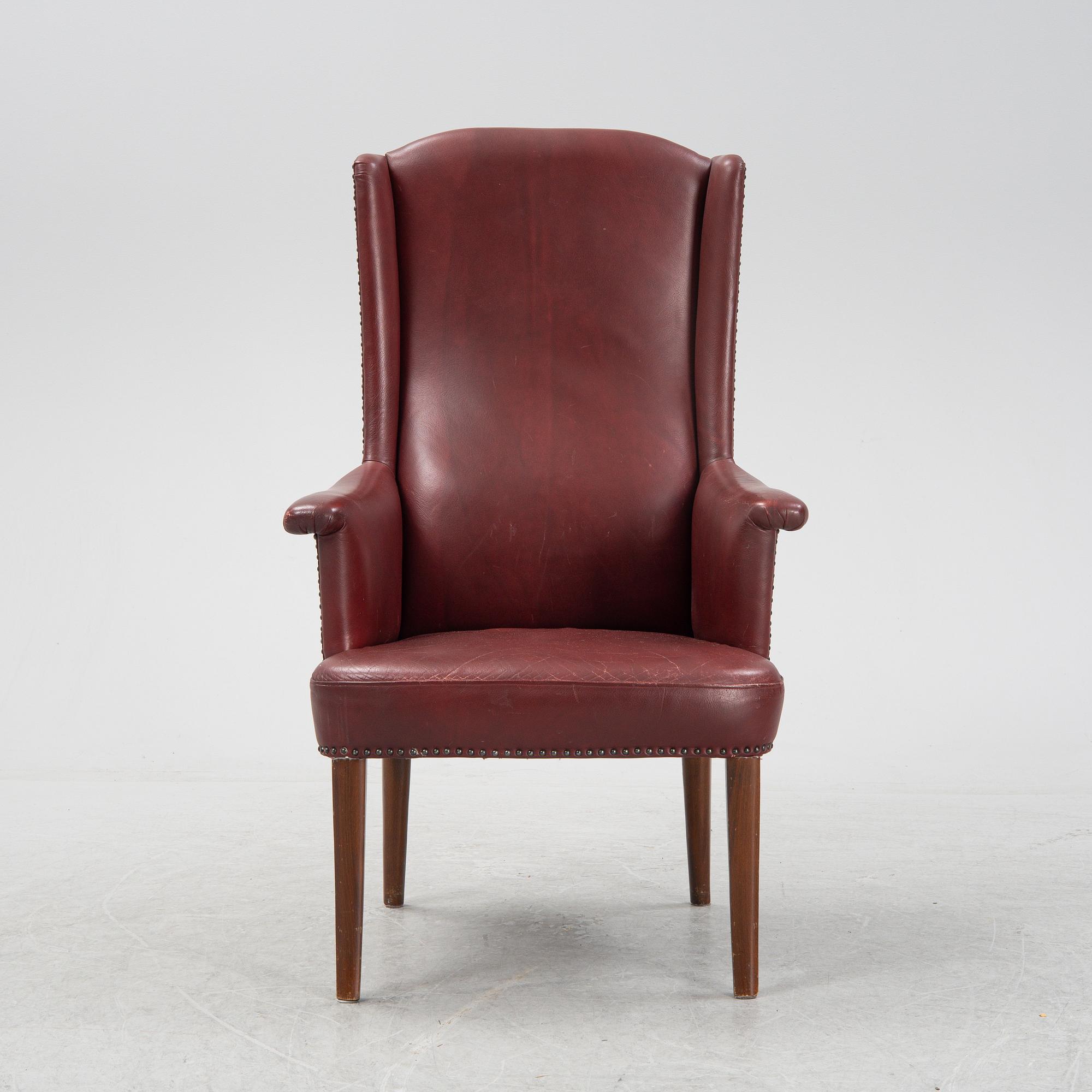 Carl Malmsten, a leather 'Ane' easy chair, second half of the 20th Century.