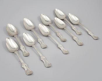 MATSKEDAR, 9 st, silver, Johan Wahlström, Jönköping, 1855, vikt 644 gram.