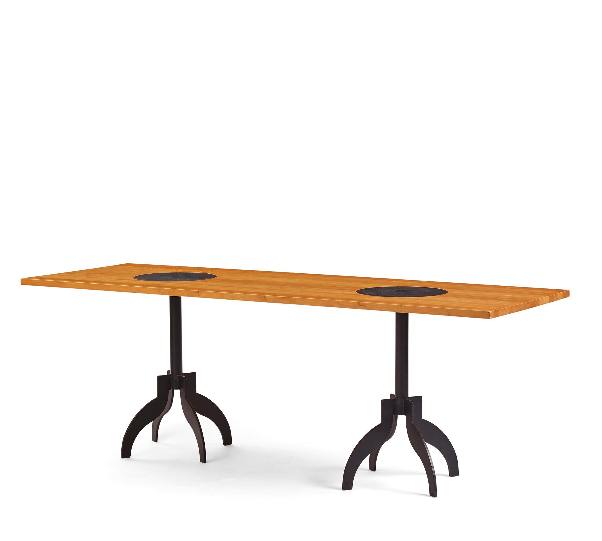 Jonas Bohlin, a birch and iron 'Triptyk' table, Källemo, Sweden, post 1989.