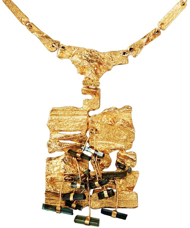 Björn Weckström, A Björn Weckström 18k gold pendant 'The flowering wall' with tourmalines by Lapponia,