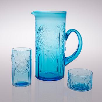 OIVA TOIKKA, GLAS OCH KANNA, 9 delar, "Flora", Nuutajärvi, 1966-1991.