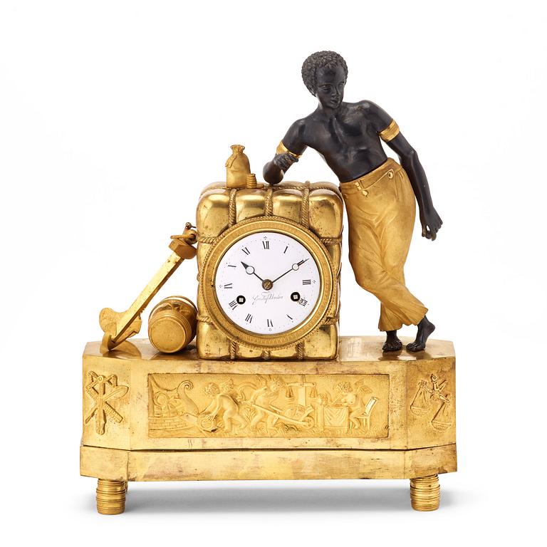 An Empire early 19th century mantel clock by Gustaf Undén, master 1800.