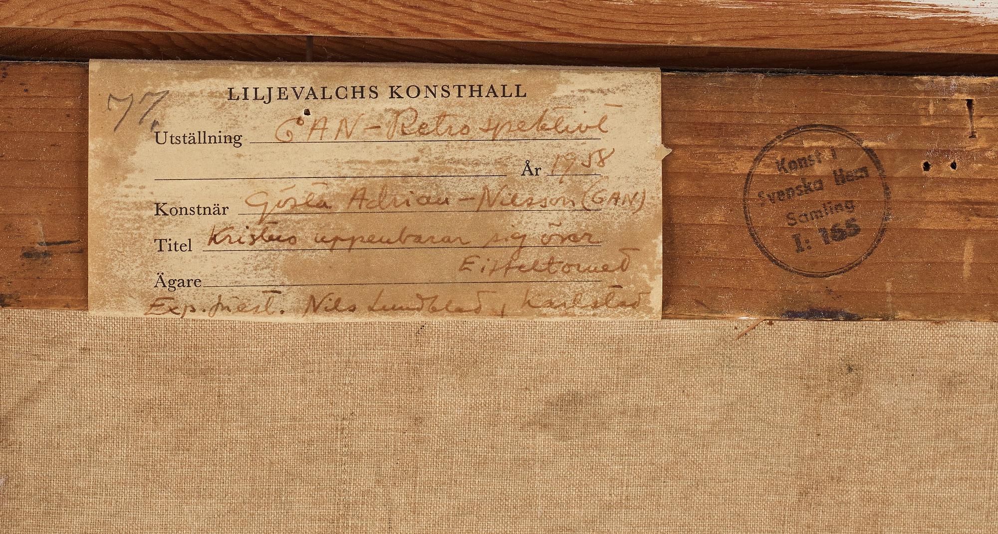 Gösta Adrian-Nilsson, "Christ revealed above the Eiffel Tower" (Kristus uppenbarar sig över Eiffeltornet (Kristus tillägnad)).