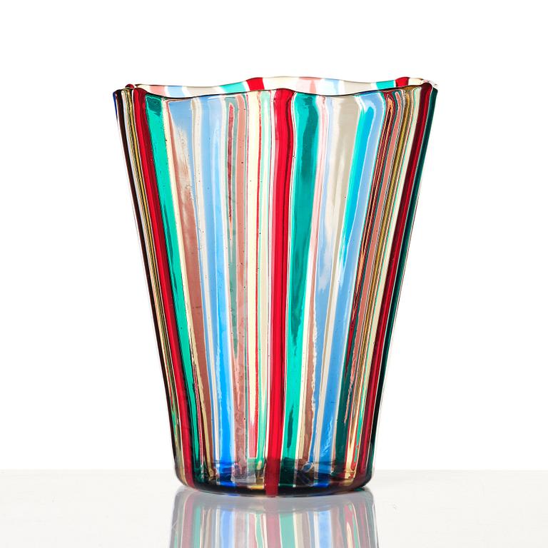 Gio Ponti, an "A Canne" glass vase, Venini, Murano, Italy 1950s-1960s, model no. 3702.