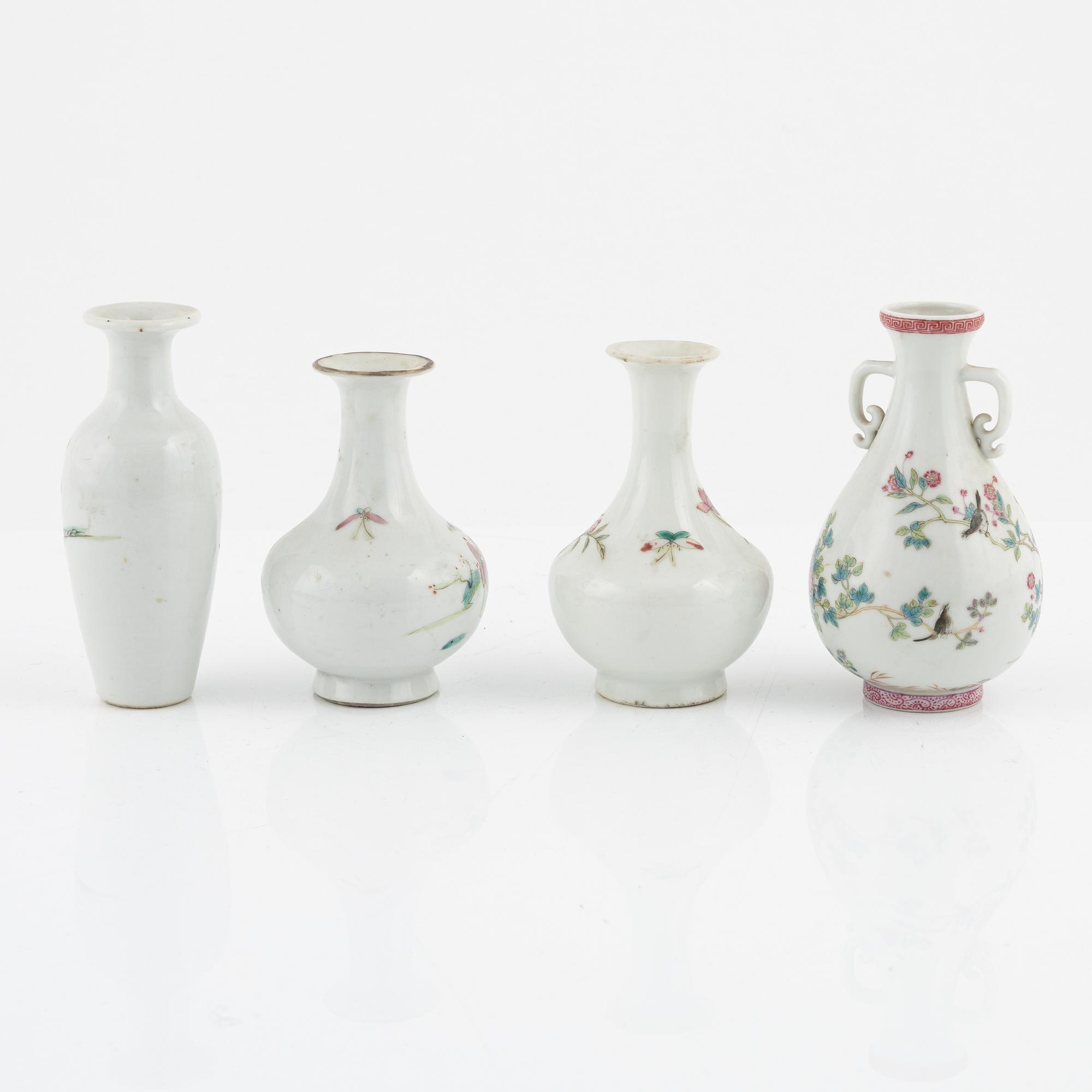 A set of eight Chinese vases, late Qing dynasty/20th Century.