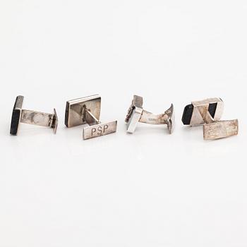 Two pairs of silver cufflinks with spectrolites. Finland.