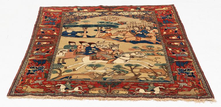 A pictorial Kashan 'Mohtasham' rug, 197 x 143 cm.