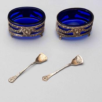 SALTKAR, ett par, silver, Gewe, 1952, gustaviansk stil.