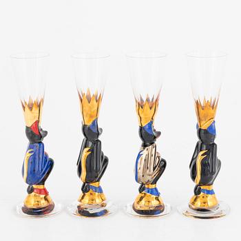 Gunnar Cyrén, snapsglas, fyra stycken, s.k. djävulsglas, 'Nobel', Orrefors.
