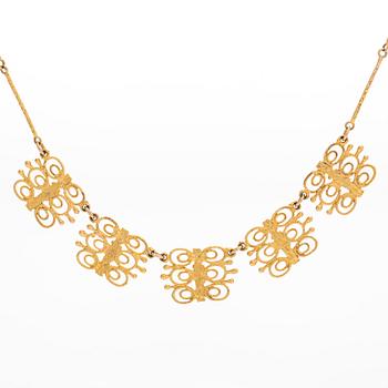 A 14K gold necklace, Finnish import marks.