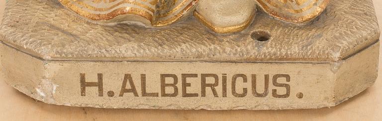 A Dutch concrete sculpture marked J van den Broeck Antwerpen 1907.