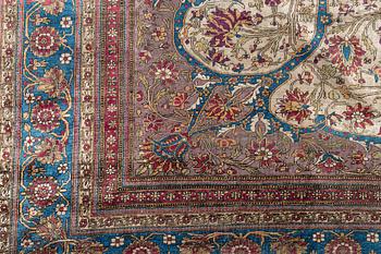 An antique silk Kashan 'Mohtasham', c. 297 x 216 cm.