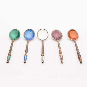 Anton Michelsen, Spoons, 12 pcs, silver and enamel, Denmark, mid-20th century.