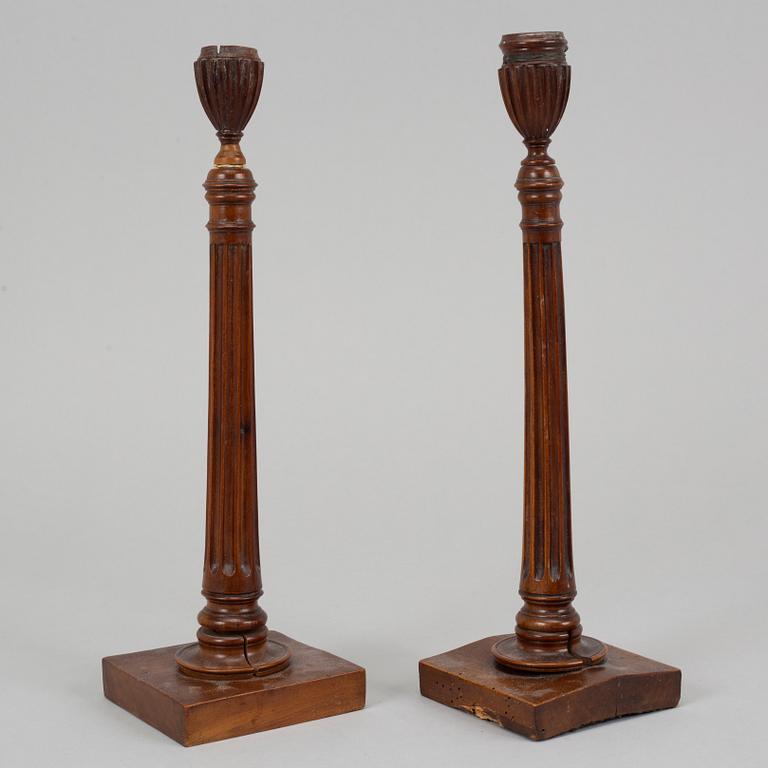 Two candlesticks, probably England. Early 19th century.
