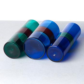 Fulvio Bianconi, vaser, 3 st. "Fasce Orizzontale", Venini, Murano, Italien.