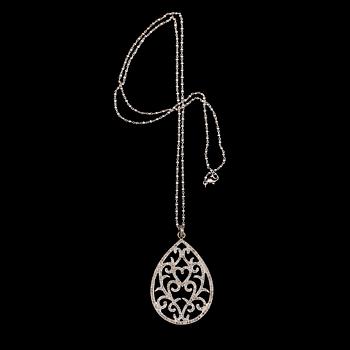 HÄNGE MED KEDJA, silver och diamanter tot ca 1.66 ct.