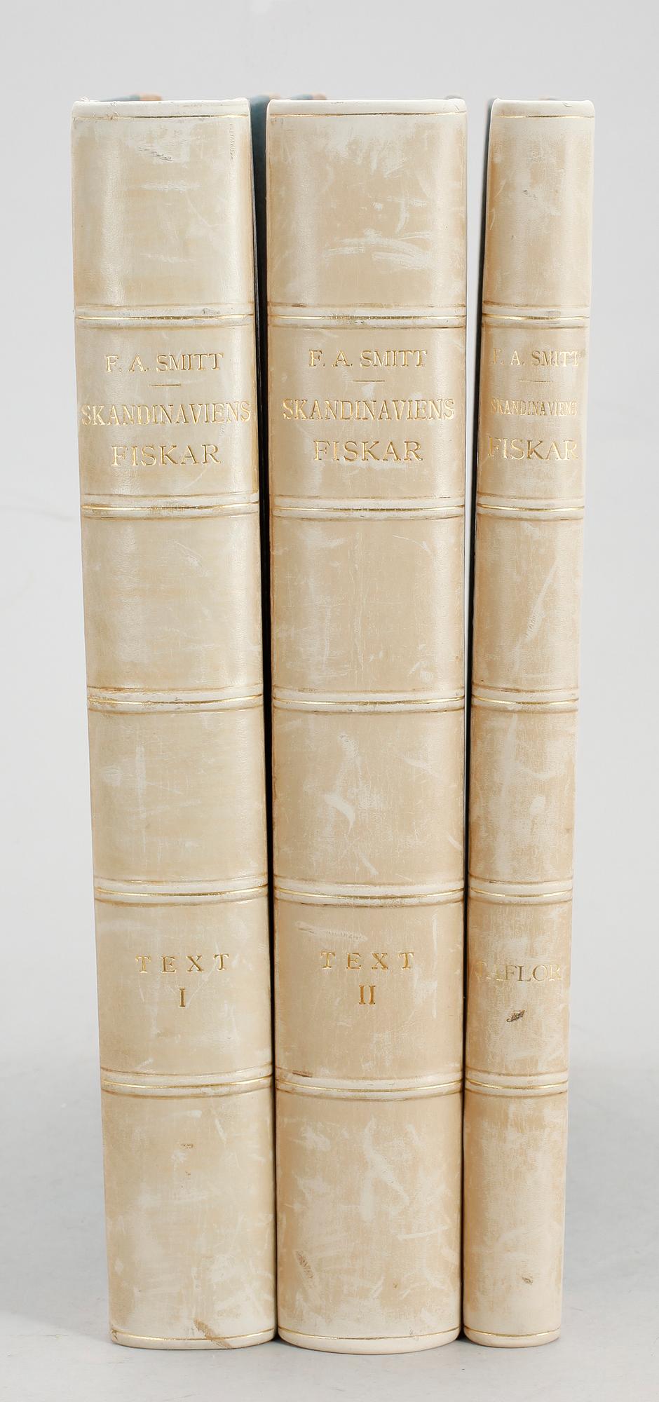 BÖCKER, 3 vol, "Skandinaviens Fiskar", av FA Smitt, med illustrationer av W von Wright.