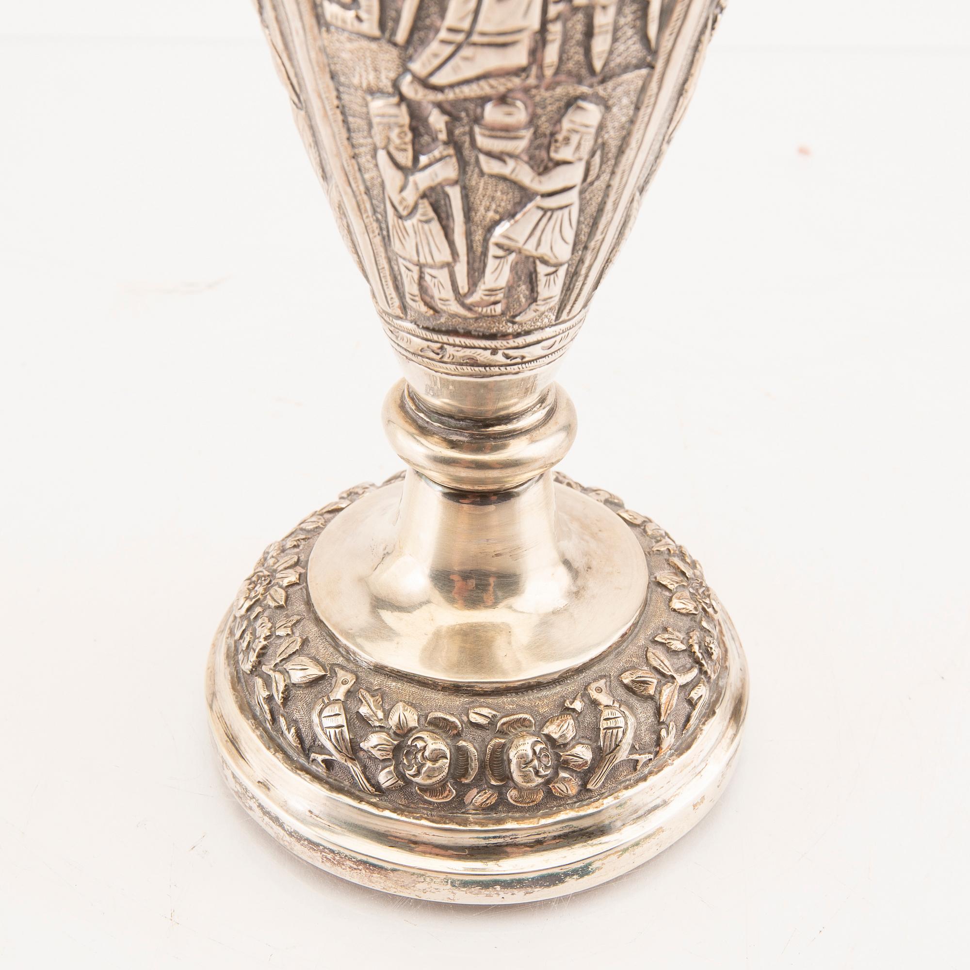 A 20th century silver vase (no hallmarks).