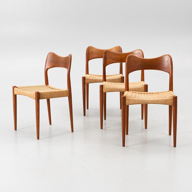 Arne Hovmand-Olsen, 4 chairs, Mogens Kold, Denmark, 1960s.