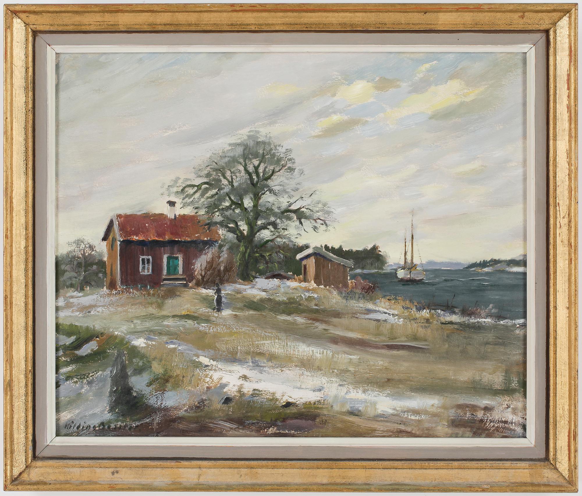 HILDING BOSSLER, olja på pannå, signerad.