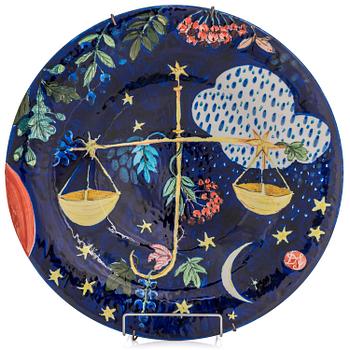 DORRIT VON FIEANDT, a decorative plate, 'Libra', from Horoscope series, signed DF Arabia. 1993-1997.