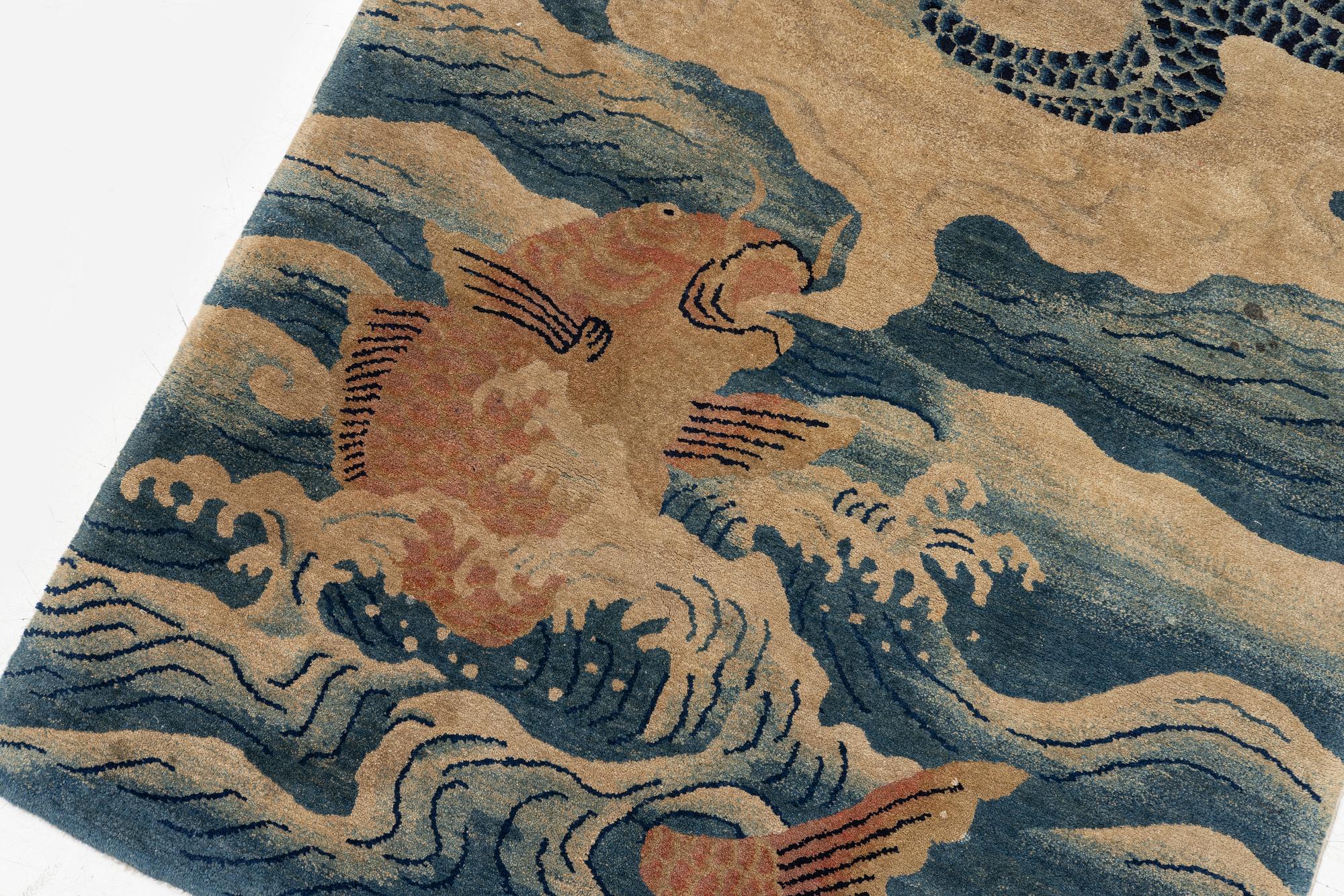 An antique Baotou rug, northern China, late Qing dynasty, circa 1900. c. 178x90 cm.