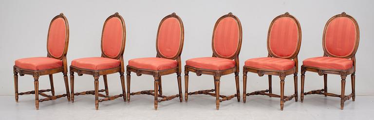 STOLAR, 6st, gustaviansk stil, 1900-talets mitt.
