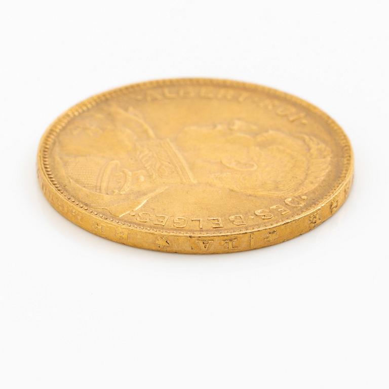 Gold coin, Belgium, Albert, 20 Franc 1914.