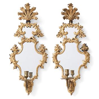 A pair of wall sconces in the art of Burchardt Precht baroque early 18th century.