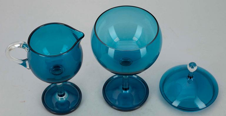 SOCKERSKÅL SAMT GRÄDDSNÄCKA, glas, "Harlekin" Nanny Still, Riihimäen Lasi, 1900-talets mitt.