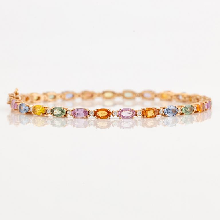 Bracelet 18K gold with multi-coloured sapphires and brilliant-cut diamonds.