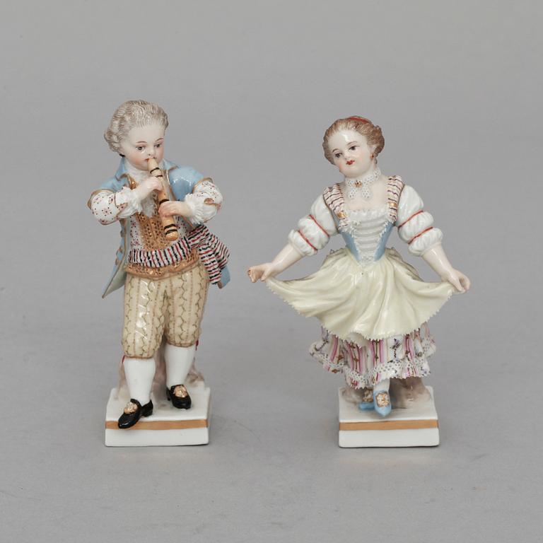 FIGURINER, 2 st, porslin, Meissen, 1900-tal.