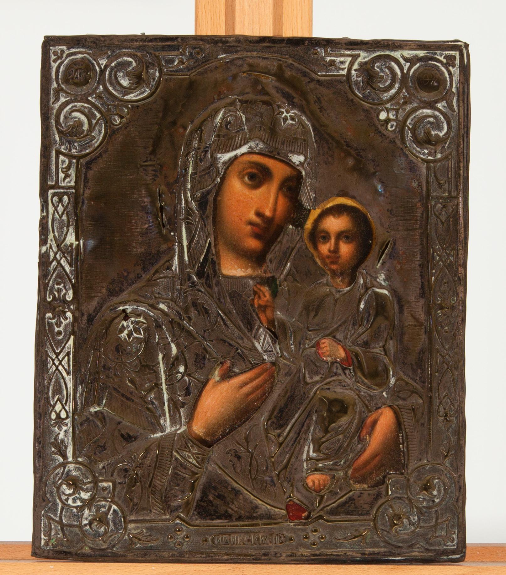 IKON, försilvrad mässing, Ryssland, 1800-tal.