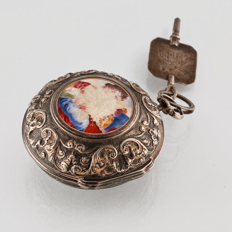 FICKUR, silver, John Wilter, London, 1700-tals mitt/andra hälft.